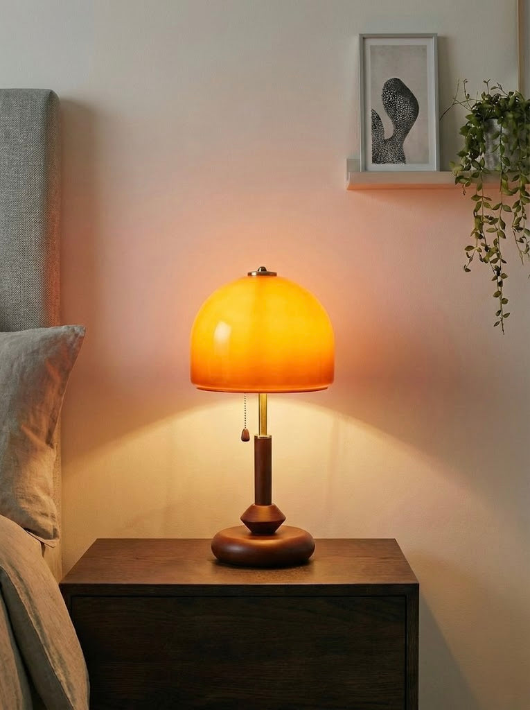 Lampe de chevet en bois massif Champignon
