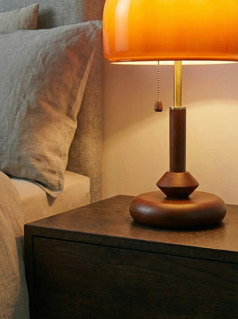 Lampe de chevet en bois massif Champignon