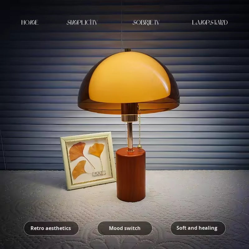 Lampe de chevêt champignon mignature bois