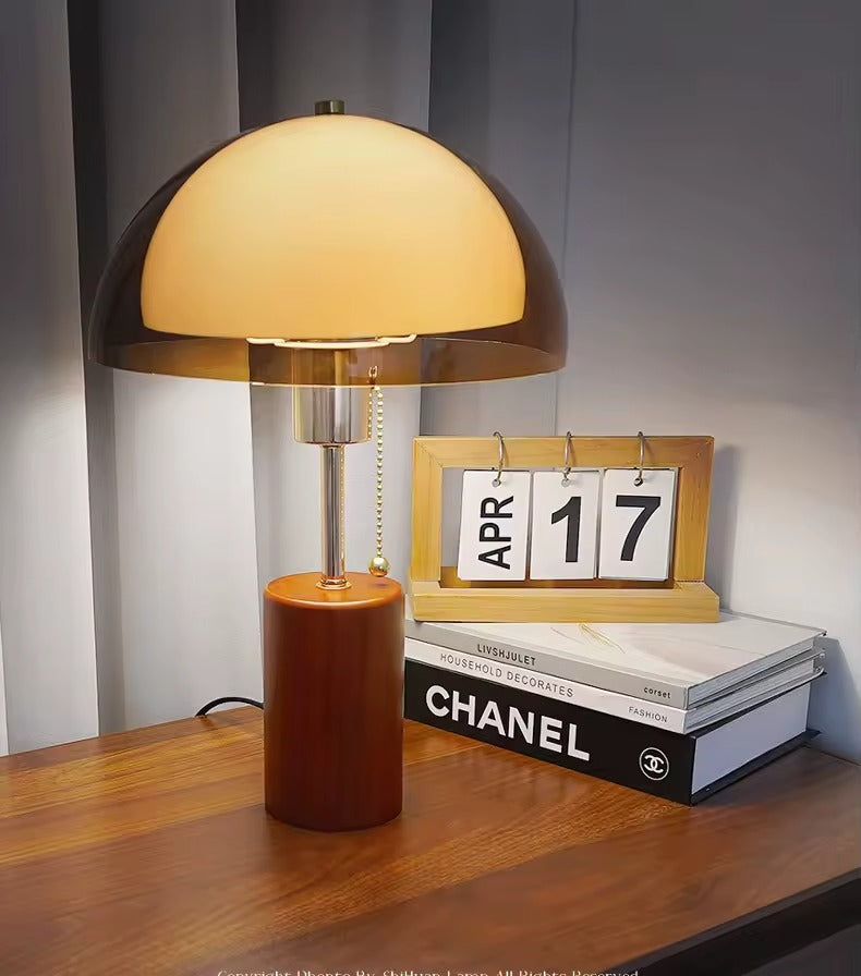 Lampe de chevêt champignon mignature bois