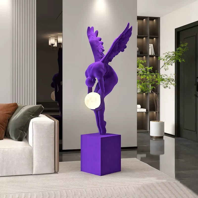 Lampadaire Sculpture Ange tenant la lune