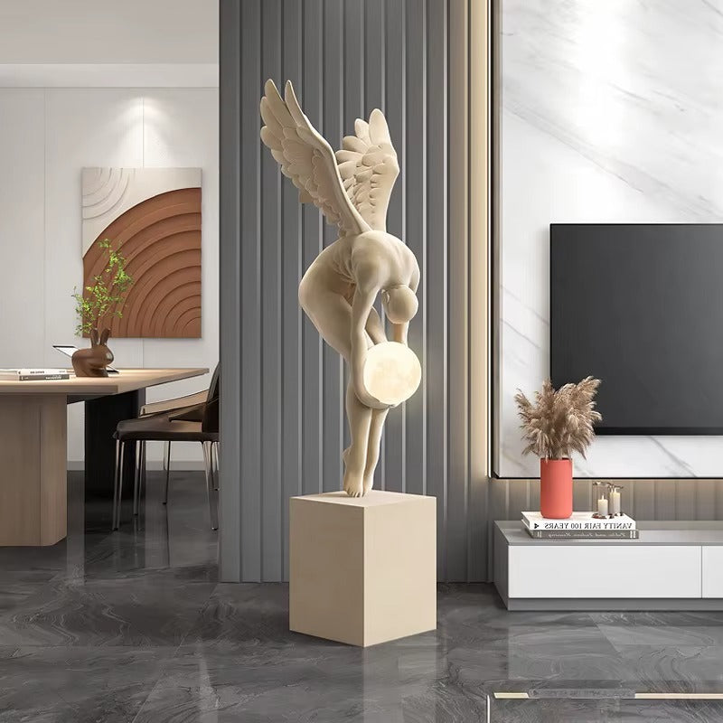 Lampadaire Sculpture Ange tenant la lune