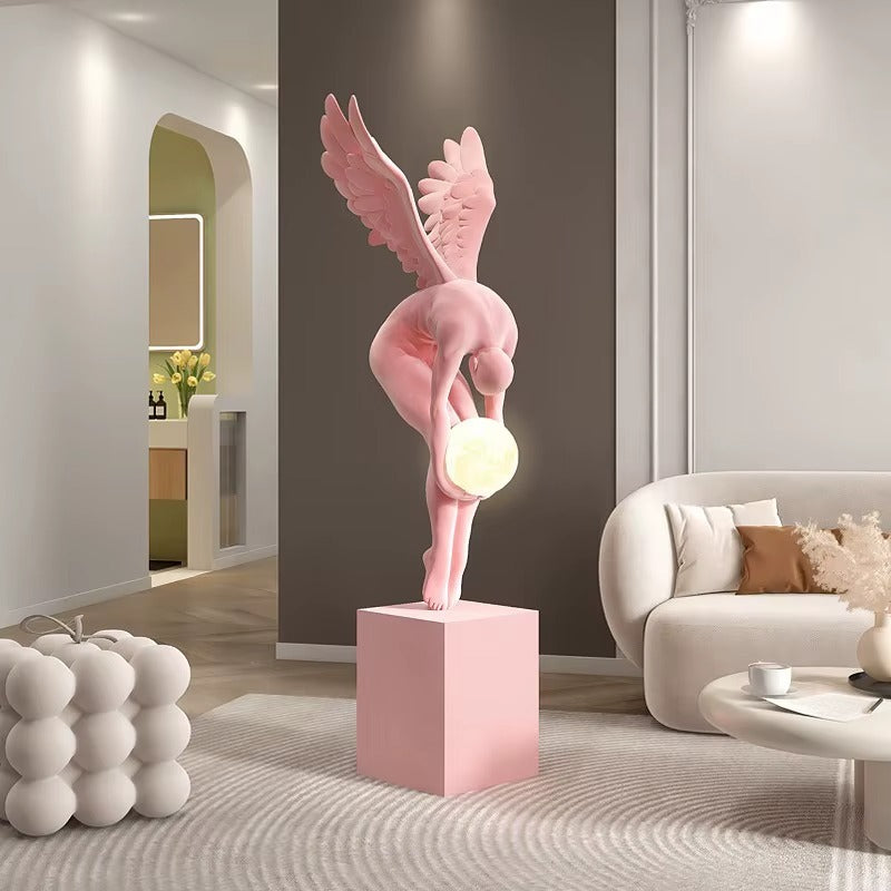 Lampadaire Sculpture Ange tenant la lune