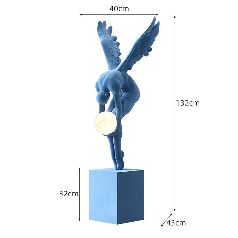Lampadaire Sculpture Ange tenant la lune