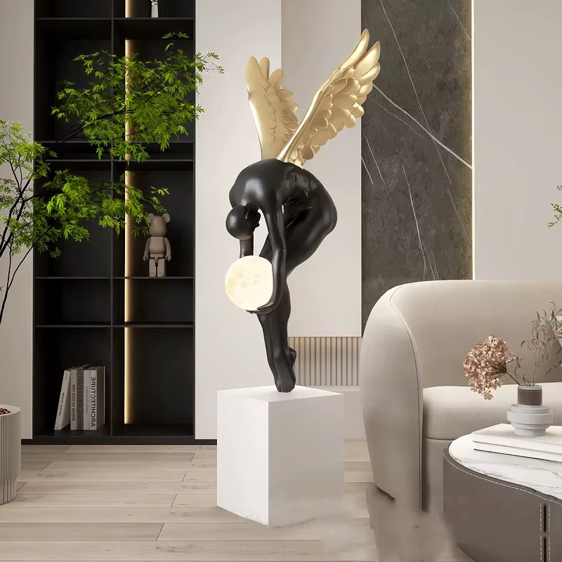 Lampadaire Sculpture Ange tenant la lune