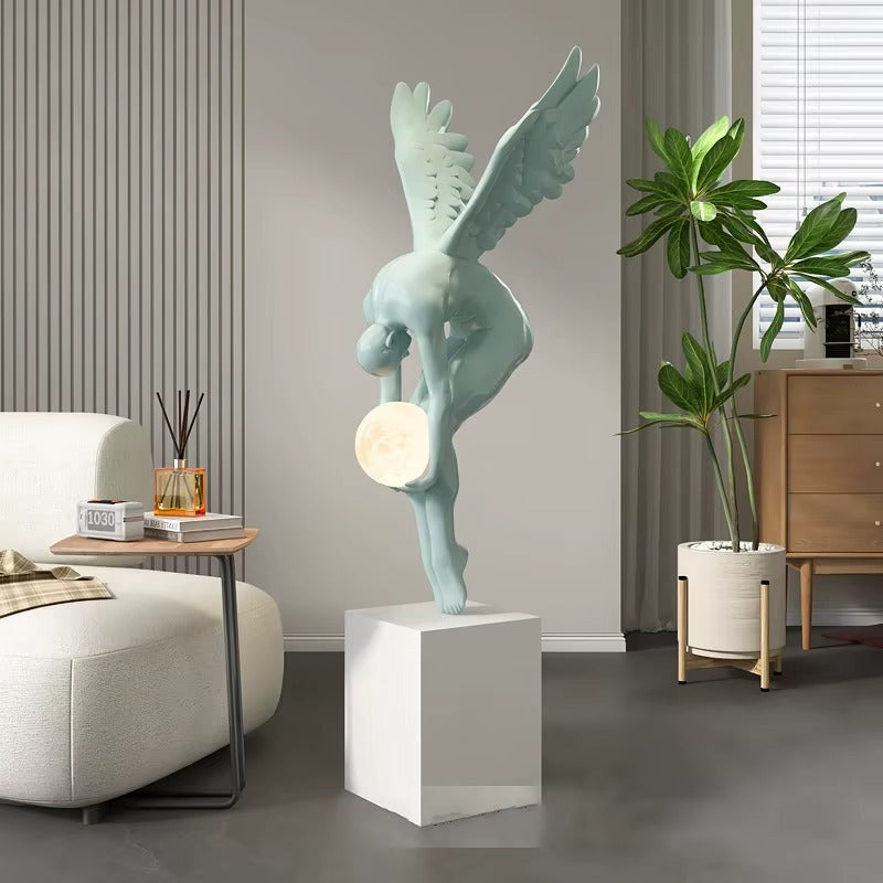 Lampadaire Sculpture Ange tenant la lune