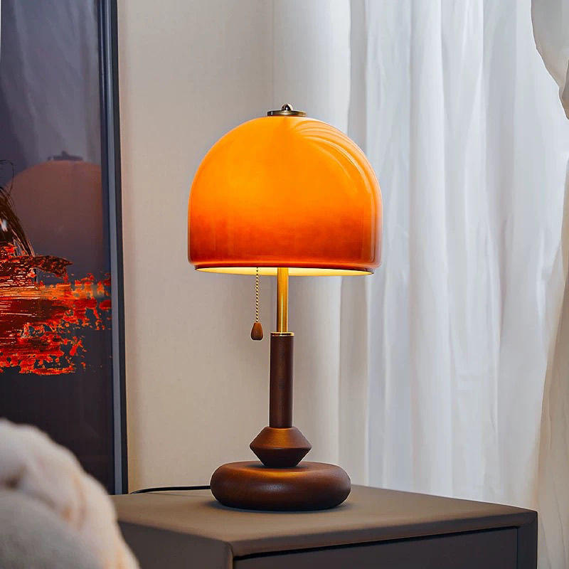 Lampe de chevet en bois massif Champignon