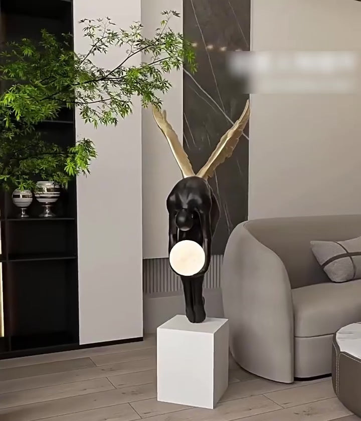 Lampadaire Sculpture Ange tenant la lune
