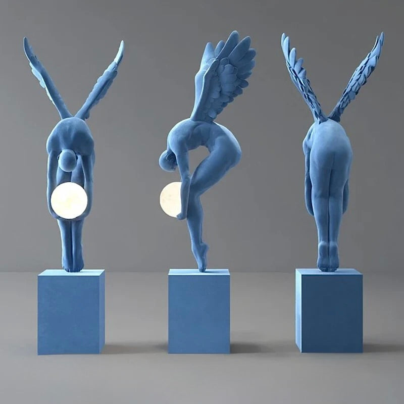 Lampadaire Sculpture Ange tenant la lune